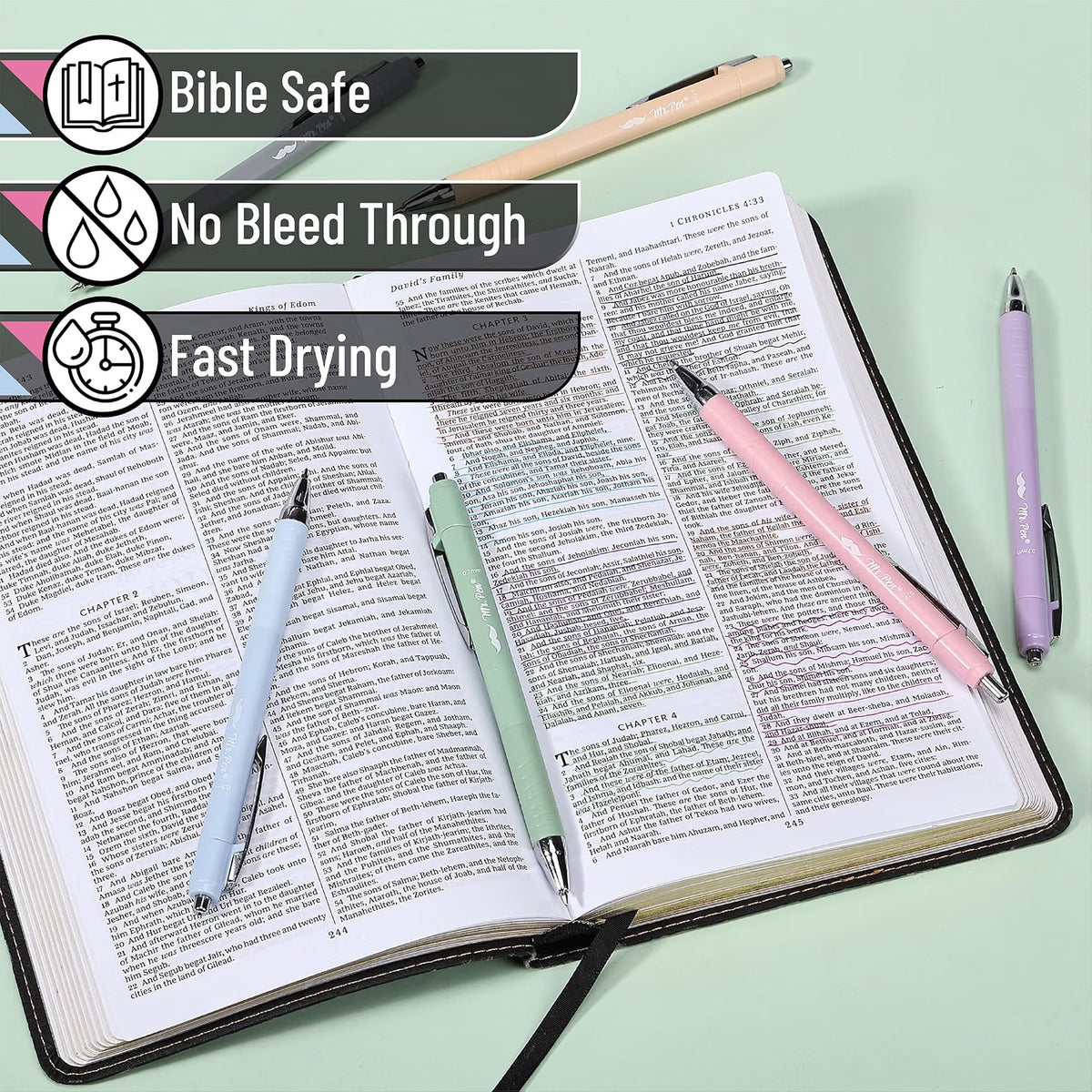 6 pack- Bible Safe Colored Pens